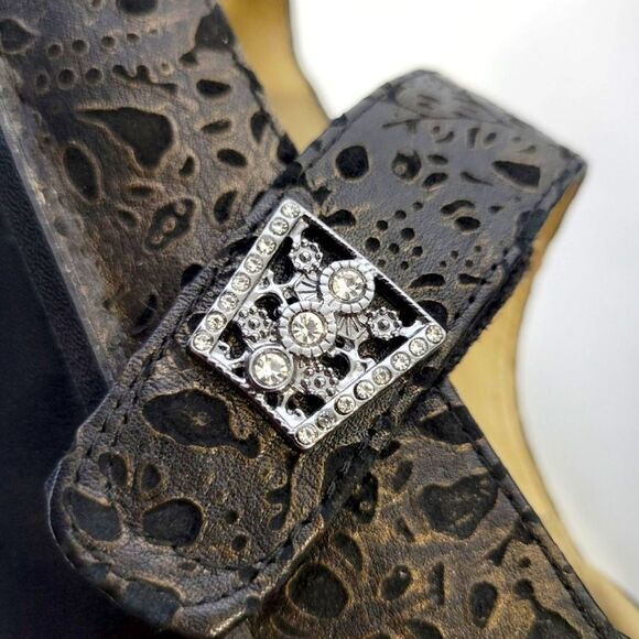 Alegria Paloma 845 TREASURE Bronze Black Textured Floral Slip On Mary Jane Clogs - Picture 9 of 16